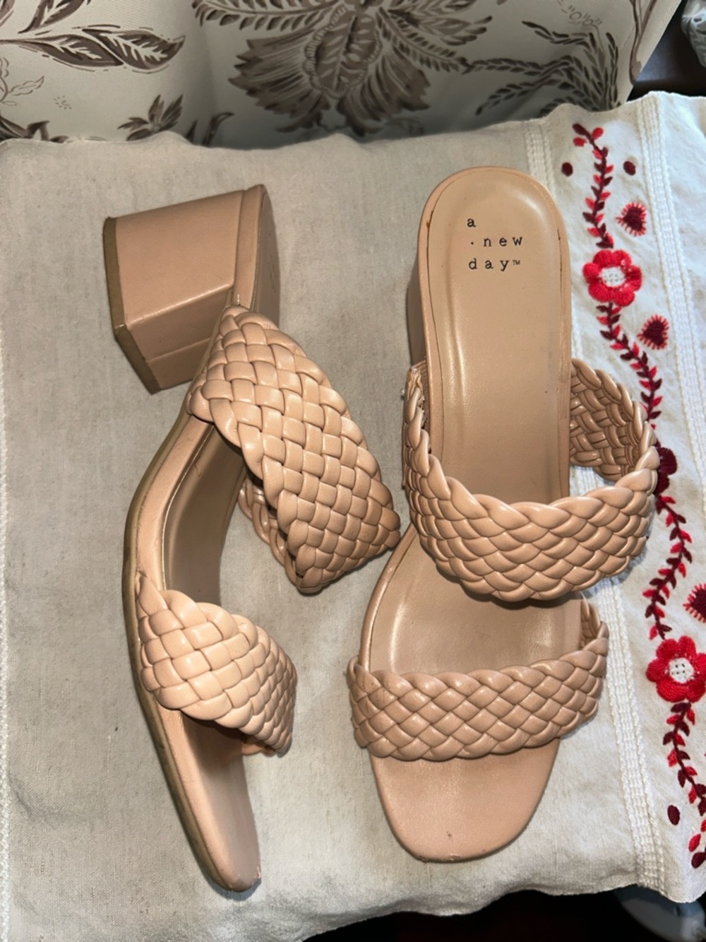 a new day Braided Double-Strap Block Heel in Nude